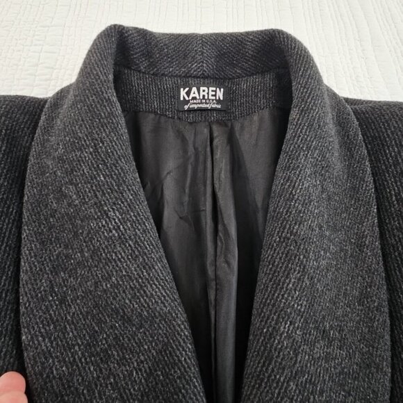 Vintage Karen Wool Cashmere Women's L Black Heavyweight Lined Coat USA Made EUC - Picture 7 of 16